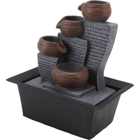 Fontaine de bureau à LED avec cascade en résine lumineuse, décoration d'intérieur pour maison ou étude, prise UE 220-240V (1/5)