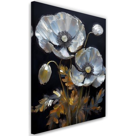 Tableau déco Coquelicot peint Fleurs argentées 70x100 (1/5)