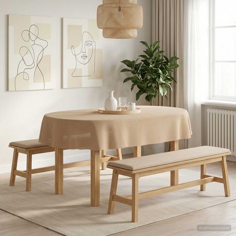 vidaXL Table Cloth Oval Beige 130 x 220 cm (1/5)