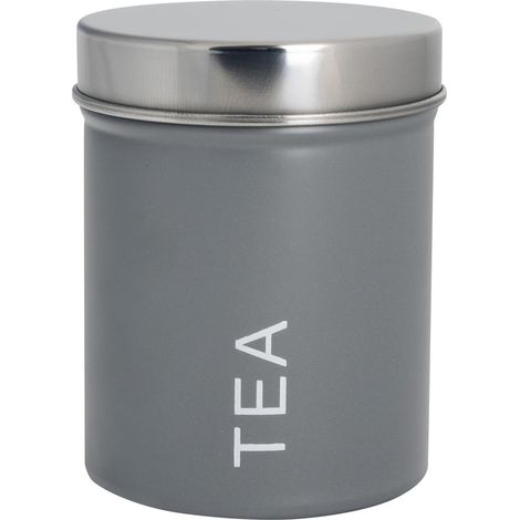 Boîte de rangement cylindrique gris 10 cm, boîte à thé en métal avec joint caoutchouc, boîte de conservation légère pour cuisine (1/4)