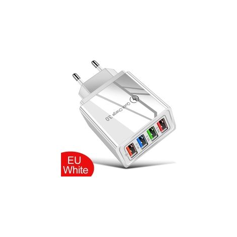 Ortviai – Lot de 2 chargeurs USB 4 ports 3,1 A – charge rapide QC 3.0, prise européenne, PC et ABS – compatible iPhone, Samsung, Xiaomi et tablettes – blanc (1/5)