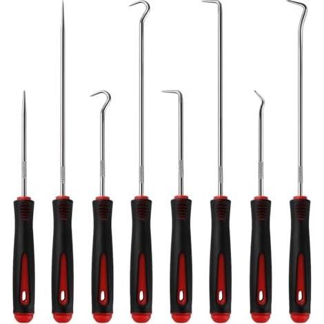 8-teiliges Set Präzisionshaken und -pickel (16,5 cm + 24 cm), Öldichtungshaken, Demontagenadel zur Ölentfernung an O-Ringen, Gummi – 16,5 cm + 24 cm (1/5)
