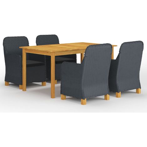 Juego de comedor para jardín de 5 piezas gris oscuro vidaXL (1/5)