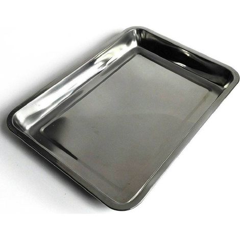 TrAdE Shop Traesio - Vassoio Guantiera Rettangolare In Acciaio Inox Portata Cucina 32 X 22 X 4,8 Cm -