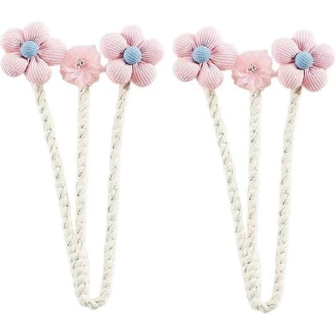 Lot de 2 embrasses de rideaux à fleurs style bohème motif torsadé rose idéales pour chambre maison ou ambiance champêtre (1/5)