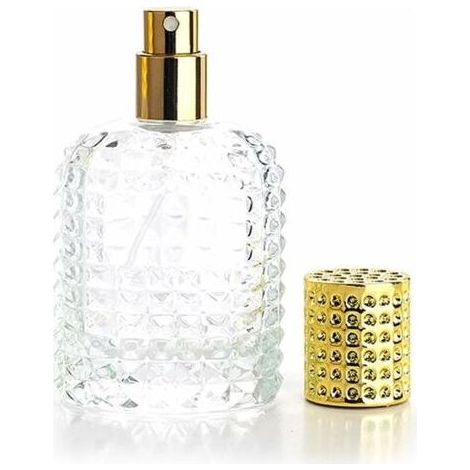 Lot de 6 vaporisateurs vides rechargeables en verre épais 50 ml – Entonnoir de remplissage inclus – Capuchon doré pour élégance (1/5)