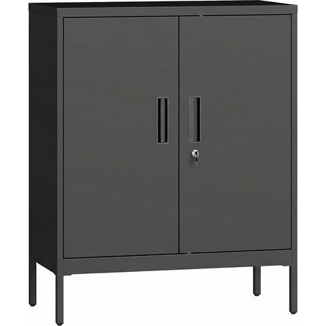 HOMCOM Metal Storage Cabinet with Lock for Home Office, Garage, Study, Black