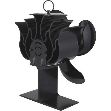 AIDUCHO Ventilatore di Calore 4 Lame Per Legno Camino Stufa A Bruciare Fan Ecologico Ed Efficace (Nero) (1/5)