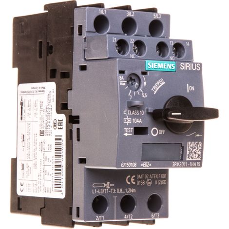 Disyuntor de motor 3P 4kW 5.5-8A 1Z 1R S00 3RV2011-1HA15