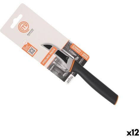 Schälmesser MasterChef Schwarz Silberfarben Edelstahl 7,5 cm (12 Stück)