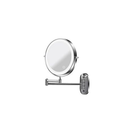 Miroir de courtoisie pliable avec lumière et grossissement x10, rechargeable, chromé (1/3)