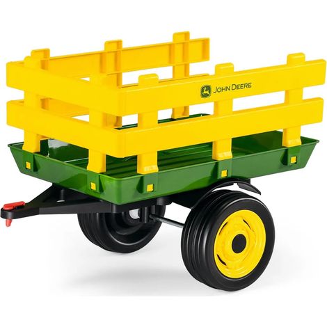 Peg Perego Remorque John Deere Stake-Side Trailer - Compatible avec les tracteurs John Deere, capacité 10 kg, pour enfants à partir de 2 ans