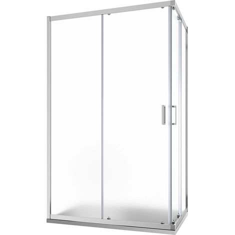 Paroi de douche coulissante 80x100 cm Aluminium Chromé Verre 6 mm moulé h185 - Réversible Mod. Tonga