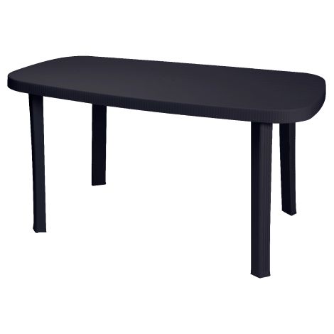 Table de jardin en résine antichoc anthracite 136x82x72 cm – 6 places – Design sans croisement pour repas extérieurs – I Giardini Del Re