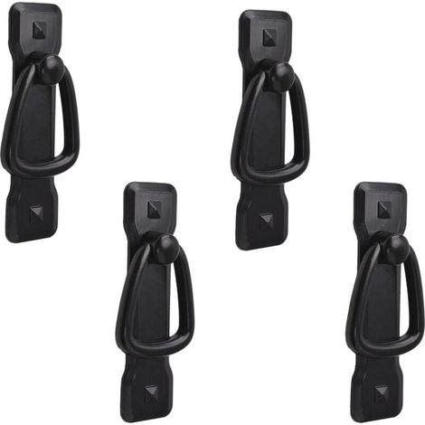 4er-Set Türgriffe im Vintage-Stil, schwarz, für Küchenschrank, Schrank, Kommode, Schublade, 95 x 25 mm (1/4)