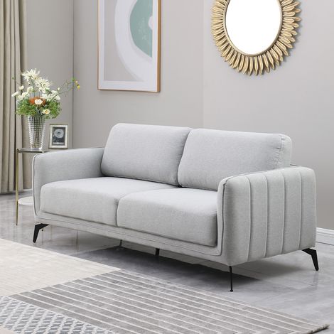 OSLO MODERN SCANDI STYLE FABRIC LIVING ROOM 3 SEATER SOFA LIGHT GREY