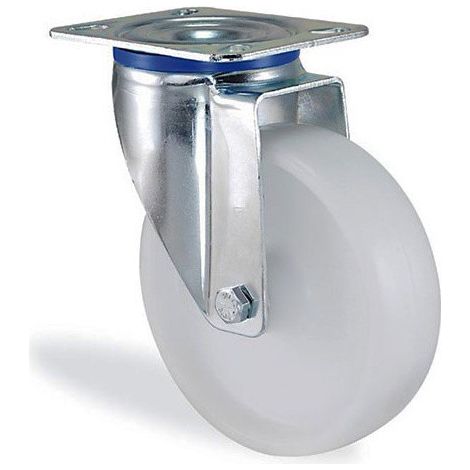 Roulette pivotante polypropylène blanc diamètre 80mm charge 100kg