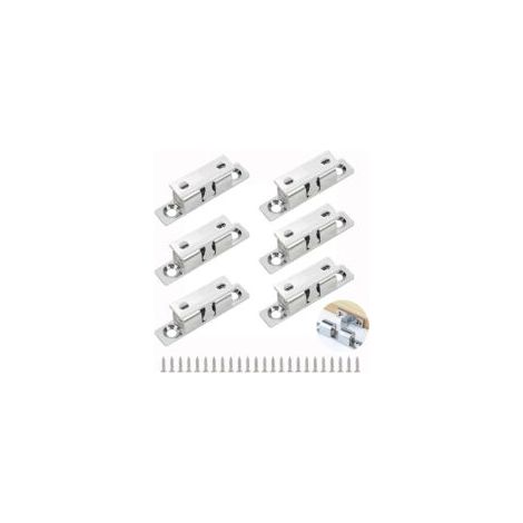 Set di 6 chiusure a sfera, chiusura a doppio rullo regolabile da 46 mm per ante di armadi, chiusure per porte di mobili con 24 viti, per armadi, guardaroba, bagni, cassetti (argento) - Crezuo