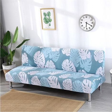 Housse de canapé extensible imprimée pour futon - Protection de meubles en polyester élasthanne - Lavable en machine - Lavable en machine (190-210cm) (1/4)