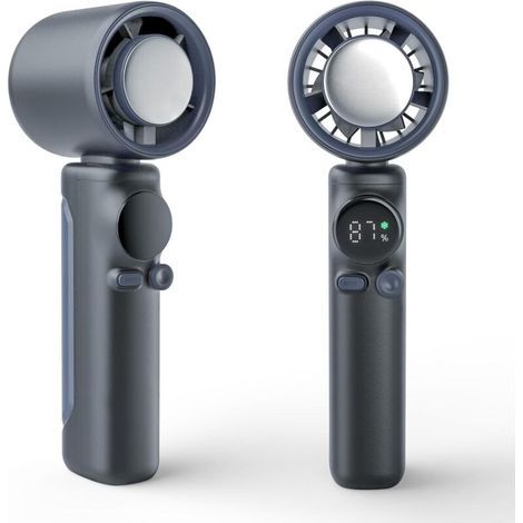 Tragbarer Handventilator, Mini-Turboventilator, Mini-Ventilator mit 4000-mAh-Akku, Kühlung, einstellbare Geschwindigkeit (1-100), geeignet für Reisen und den Einsatz im Freien (Grau)