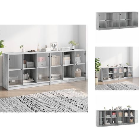 Bibliothèque avec portes sonoma gris 204x37x75 cm - Bibliothèque - Meuble De Rangement - Armoire - Étagères - Buffet (1/5)