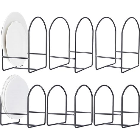 6 Support pour Assiette Plate Organisateur de Porte Assiettes Cuisine Égouttoir à Vaisselle Vertical en Fer 2 Taille Placards et Comptoirs (3 Grands 3 Petits). Noir -'Parent'-'-
