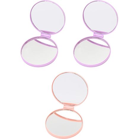 Miroir De Maquillage Pliant En Plastique - Design Gaufre Circulaire - Pour Voyage Et Sac À Main - 1 Pièce (1/5)