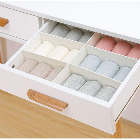Plastic drawer dividers, drawer organizer with grid insert for home, wardrobe, stationery, cosmetics, white (1/5)