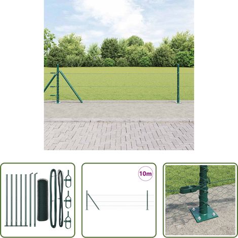 vidaXL Sécurité extérieure - Poteau de clôture. Vert 10 x 0,5 m (maille de 25 mm) (1/5)