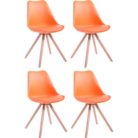 4er Set Stühle Toulouse Kunstleder Rund orange natura (1/3)