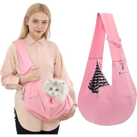 1 Pièces Rose Sac de transport pour chien, Sac chien transport, Sa-c de transport pour chat, pour L'extérieur Voyages Métro, Excursions, Convient aux petits chiens et aux chats (1/5)