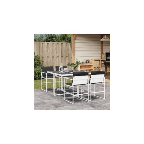 Ensemble à manger de jardin avec coussins 5 pcs blanc textilène (1/5)