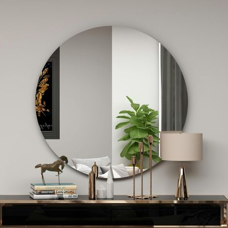 Miroir rond à bord noirØ70 cm - style moderne CODY (1/4)