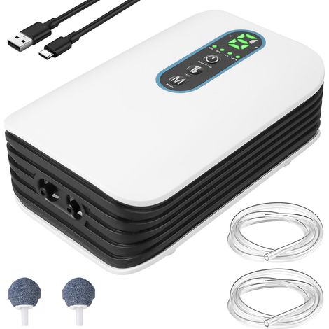 Pompe à Oxygène Portable - Batterie Lithium Rechargeable USB - Pour Aquarium Transport Et Pêche Extérieure - 1 Pièce (1/5)