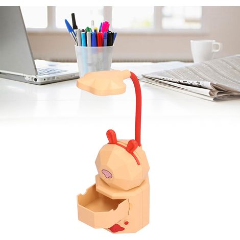 Lampe de bureau LED à motif dessin animé, rechargeable par USB, veilleuse protectrice pour les yeux, idéale pour lire en résidence étudiante, avec rangement intégré dans un tiroir, lumière blanche cha (1/5)