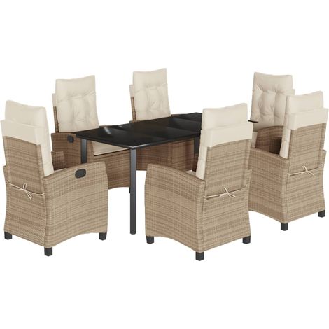 Maison Exclusive - Set comedor de jardín 7 pzas con cojines ratán (1/5)