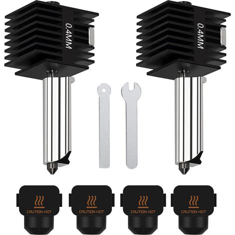 Lot de 2 têtes d'impression Hotend A1 Mini/A1/A2L Extrudeuse à haute température 0,4 mm Buse en acier trempé de rechange avec 4 housses en silicone pour imprimante 3D en bambou (1/5)