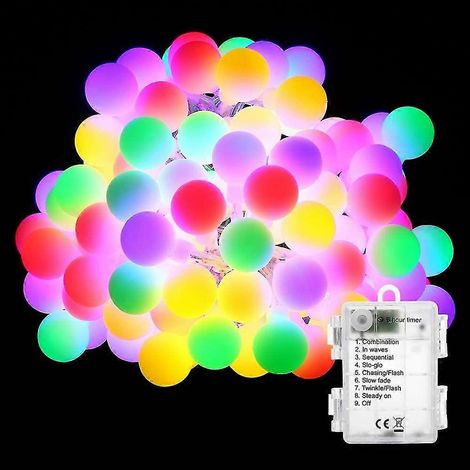 Mehrfarbige Lichterkette, LED-Weihnachtskugellichter mit 8 Modi und Timerfunktion, wasserdichte LED-Lichterkette für drinnen und draußen, Schlafzimmer, Party