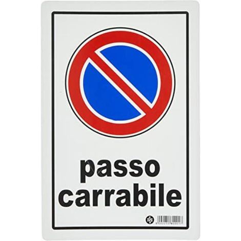 CARTELLO PLASTICA 300X200 MM ''PASSO CARRABILE''