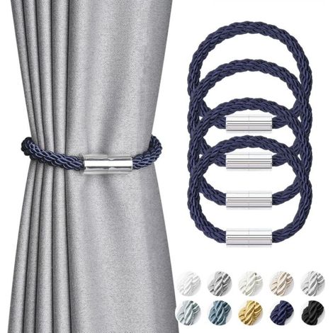 Set of 4 mini magnetic curtain clips, modern and simple style (grey)