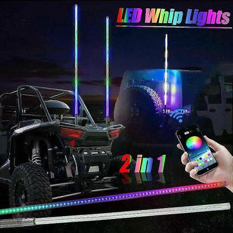 Feux de route LED pour véhicules tout-terrain, éclairage d'ambiance pour voiture, bande lumineuse néon RGB, antenne pour UTV et ATV (40 cm (1,31 pi)) (1/5)