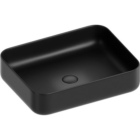 Lavabo d'appoggio rettangolare in ceramica da 50x40 cm nero - Serie Nature (1/3)