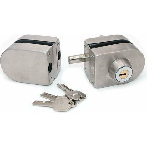 Kaelt - SR Serrure de porte en verre, serrure de sécurité, serrure de porte en verre en acier inoxydable 304 avec 2 clés, sans perçage, pour la maison, l'hôtel, la salle de bain, la vitrine du magasin (1/5)