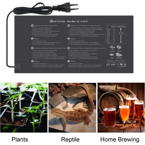 Coussin Chauffant - Serre - Germination Semis - 25.2cm x 52.6cm - 21W - IP67 Imperméable (1/4)