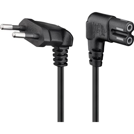 Cordon d'alimentation avec prise européenne coudée à 90°, 0,3 m, connecteur C7, noir (1/3)