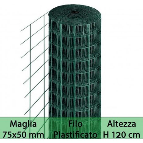 RETE RECINZIONI METALLICA PLASTIFICATA ELETTROSALDATA 75x50 h120cm 25mt (1/3)