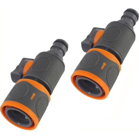 Raccord de Tuyau Arrosage,2 Pièces Vanne de Régulation,Tuyau D'arrosage Raccord,Adaptateur de Connecteur Rapide pour Vanne D'Arrêt,Robinet Valve Switch Arrosage de Jardin Pelouses (1/5)