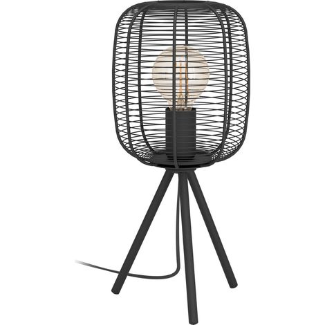 EGLO Stativ Tischlampe Rinroe, dreibeinige Nachttischlampe, Tischleuchte aus Metall in Schwarz, Tisch-Lampe für Wohnzimmer und Schlafzimmer, E27 Fassung (1/5)