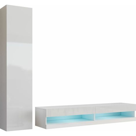 Conjunto de salón Venenou 114, Blanco + Blanco brillante (1/4)