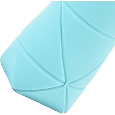 Zusammenfaltbare 600-ml-Wasserflasche aus lebensmittelechtem Silikon mit großer Öffnung, ideal für Kinder, Camping, Reisen und Sport (hellblau). (1/5)